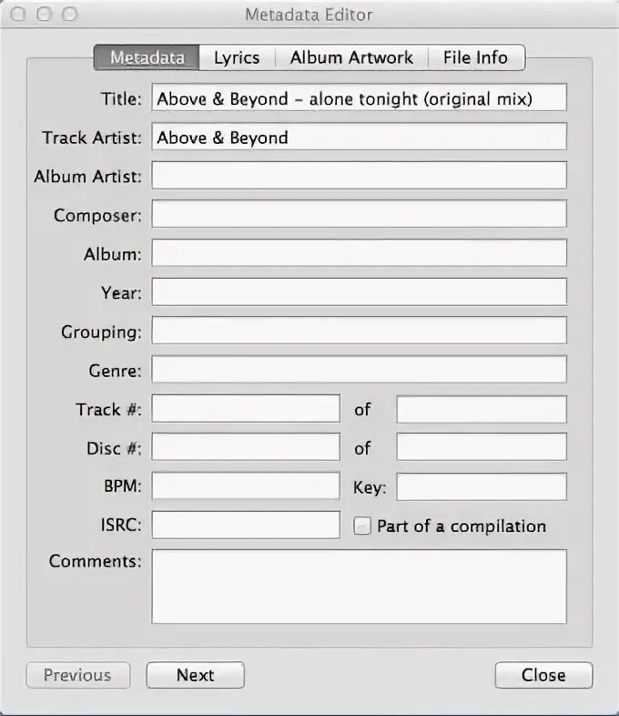 Edit metadata. Edit metadata