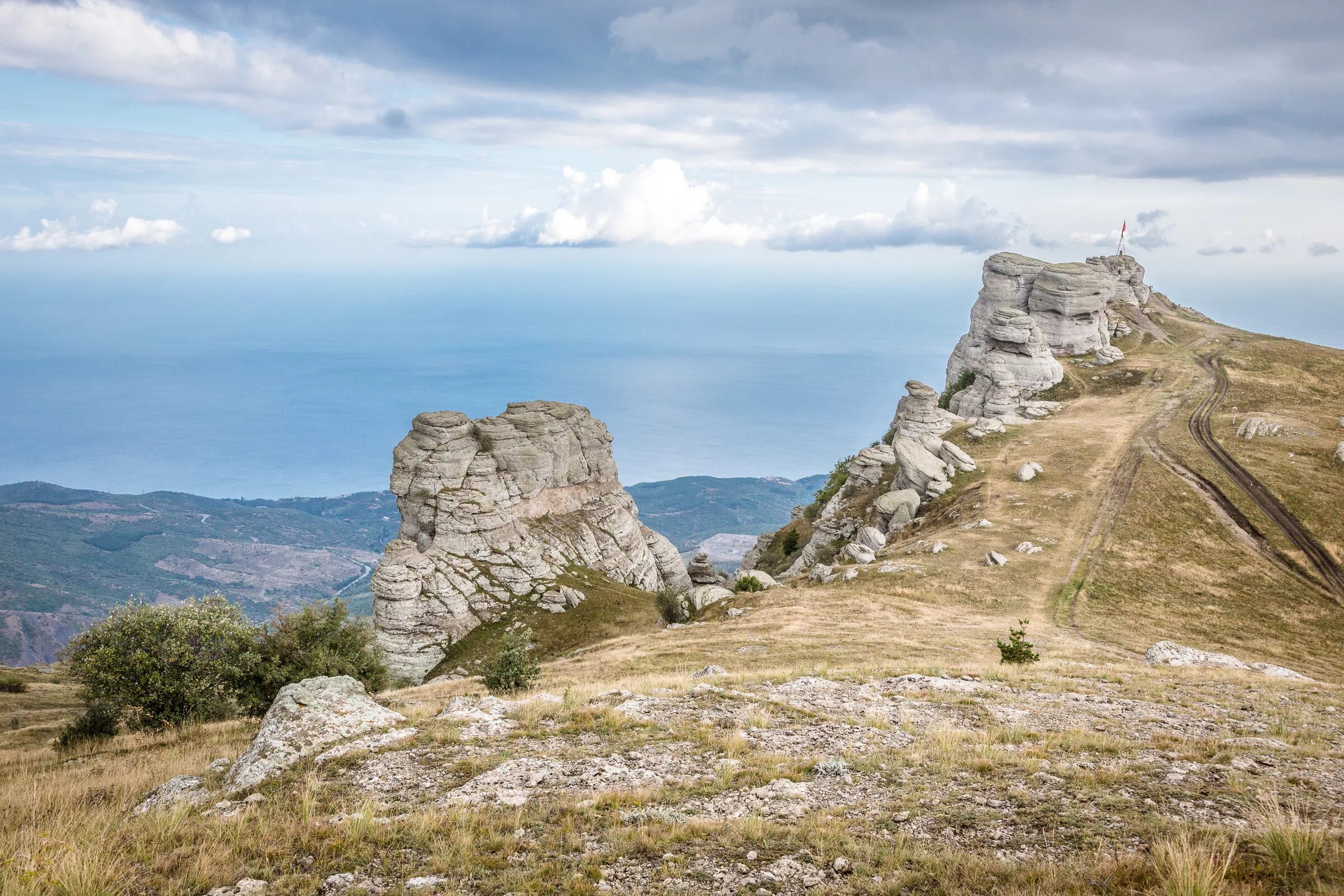 Крымские степи и крымские горы. Демерджи-яйла. Гора Демерджи в Крыму. Демерджи каменные грибы Крым. Екатерининская гора Крым.