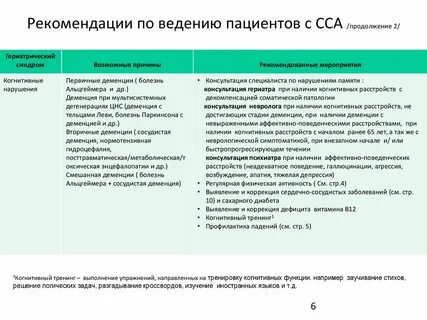 Когнитивные расстройства у лиц пожилого возраста