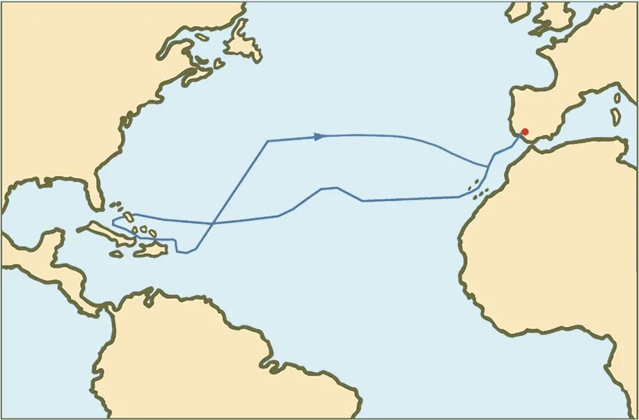 Маршрут путешествия Христофора Колумба. Плавание Христофора Колумба. Морской путь Христофора Колумба.