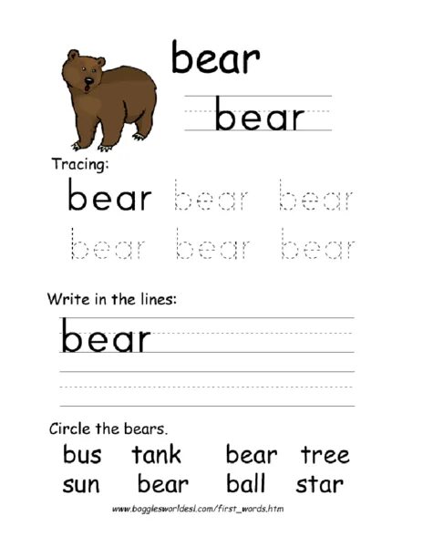 Bear транскрипция английский. Bear на английском. Английские слова Bear. Прописи Bear. Bear Worksheets for Kids.