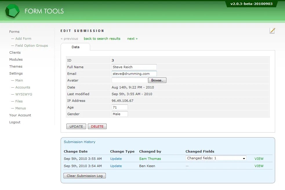 Tool example Toolbox form. VFRONT php. Django-FORMTOOLS.