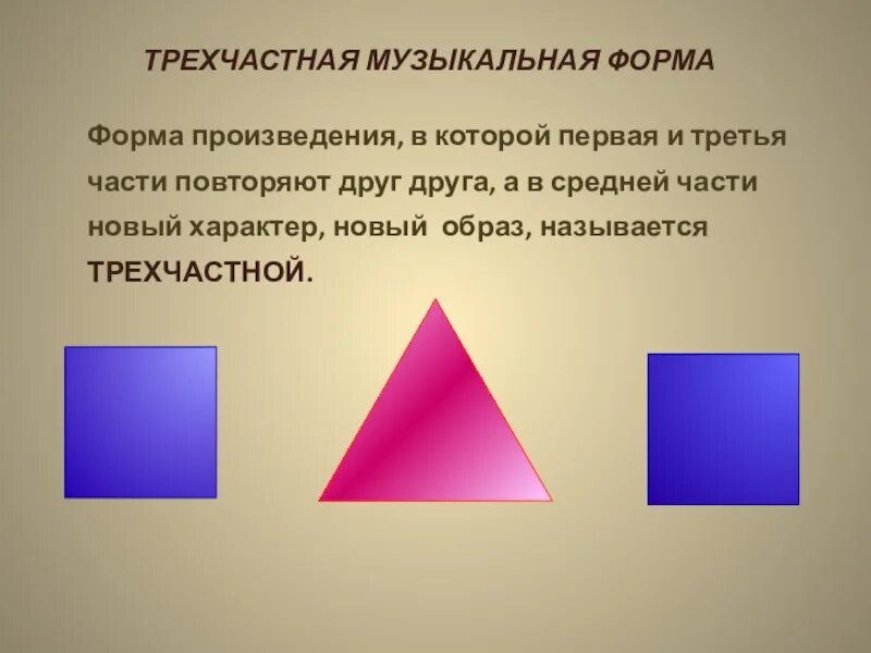 Произведение повторяющее другое. Трехчастная музыкальная форма. Формы музыкальных произведений. Простые музыкальные формы. Простая трехчастная форма.