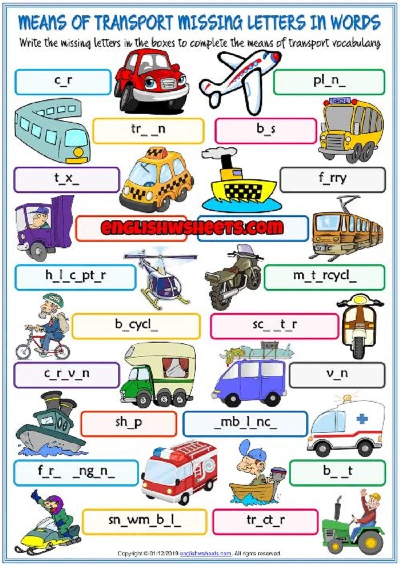 Type the missing word. Задания по теме транспорт на английском языке. Transport для детей задания по английскому. Упражнения по английскому транспорт. Задание на тему транспорт английский.