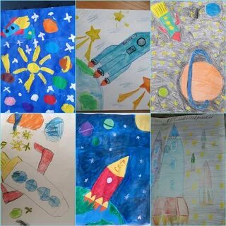Рисунки ко дню космонавтики отчет