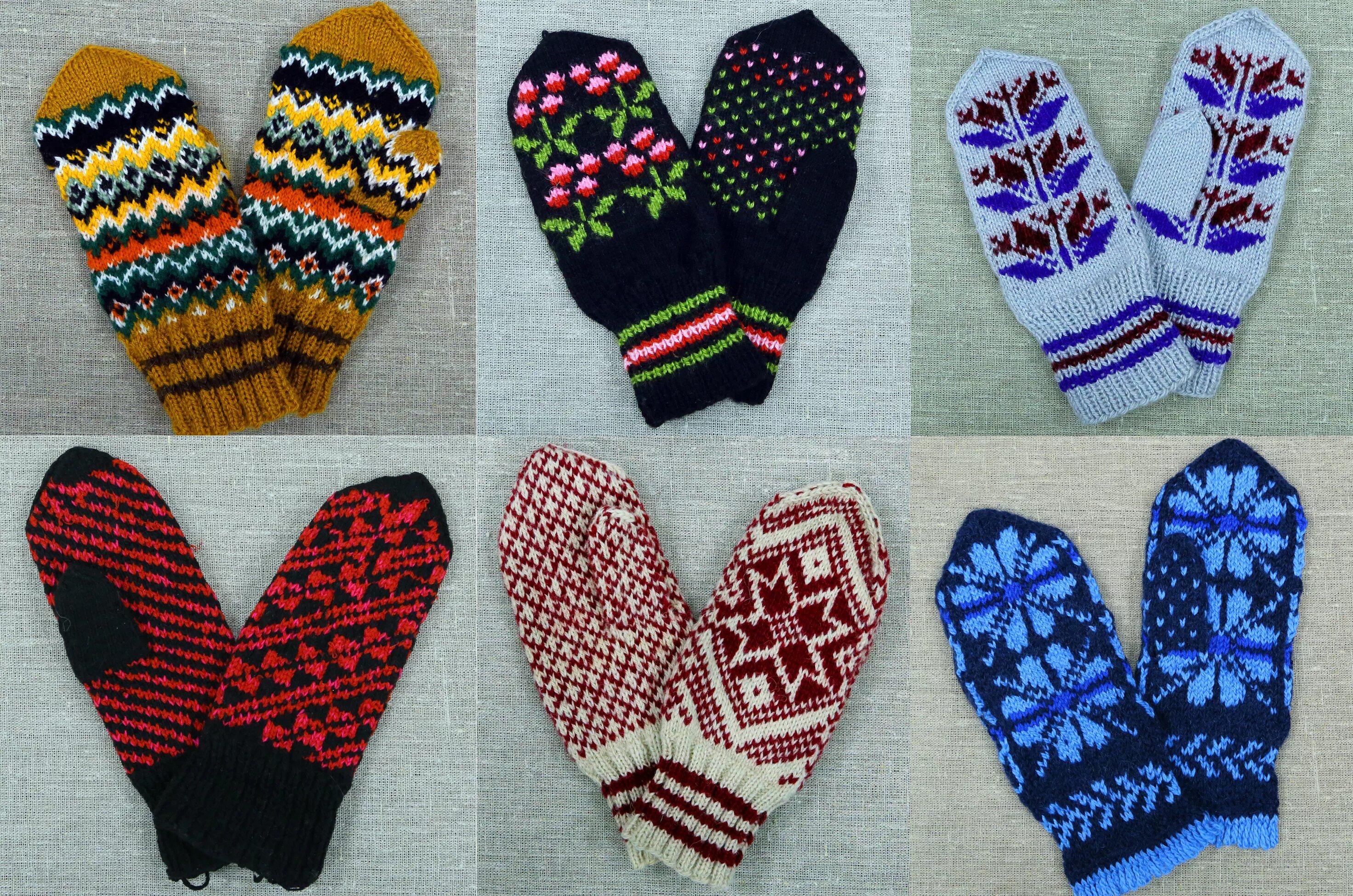 варежки. варежки разные. много рукавичек. варежка с народными узорами. жаккардовые варежки.