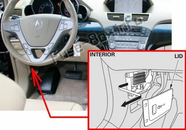 Где находится блок предохранителей acura mdx Высаживает акум Acura MDX (2G), 3,7 л, 2007 года своими руками DRIVE2