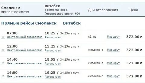 Расписание поезда смоленск рудня