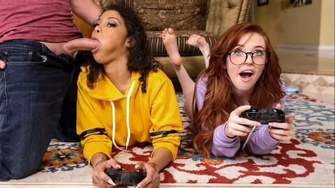 Jeni Angel in Gamer Girl Threesome Action.