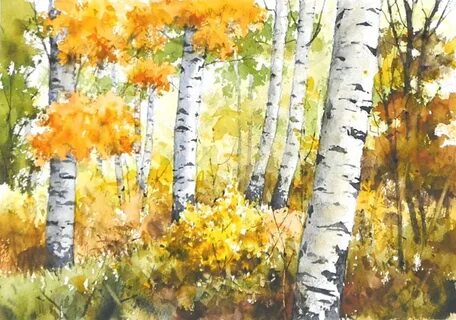 Осенний пейзаж с березами