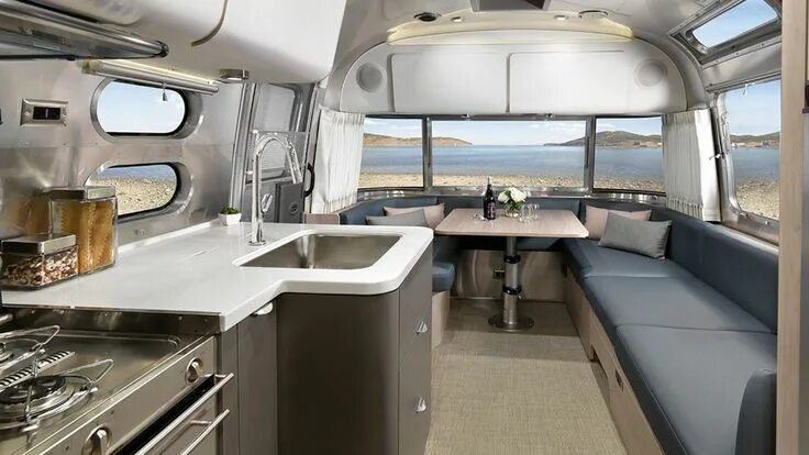 Couple restores an old Airstream into a chic tiny home on wheels Airstream inter