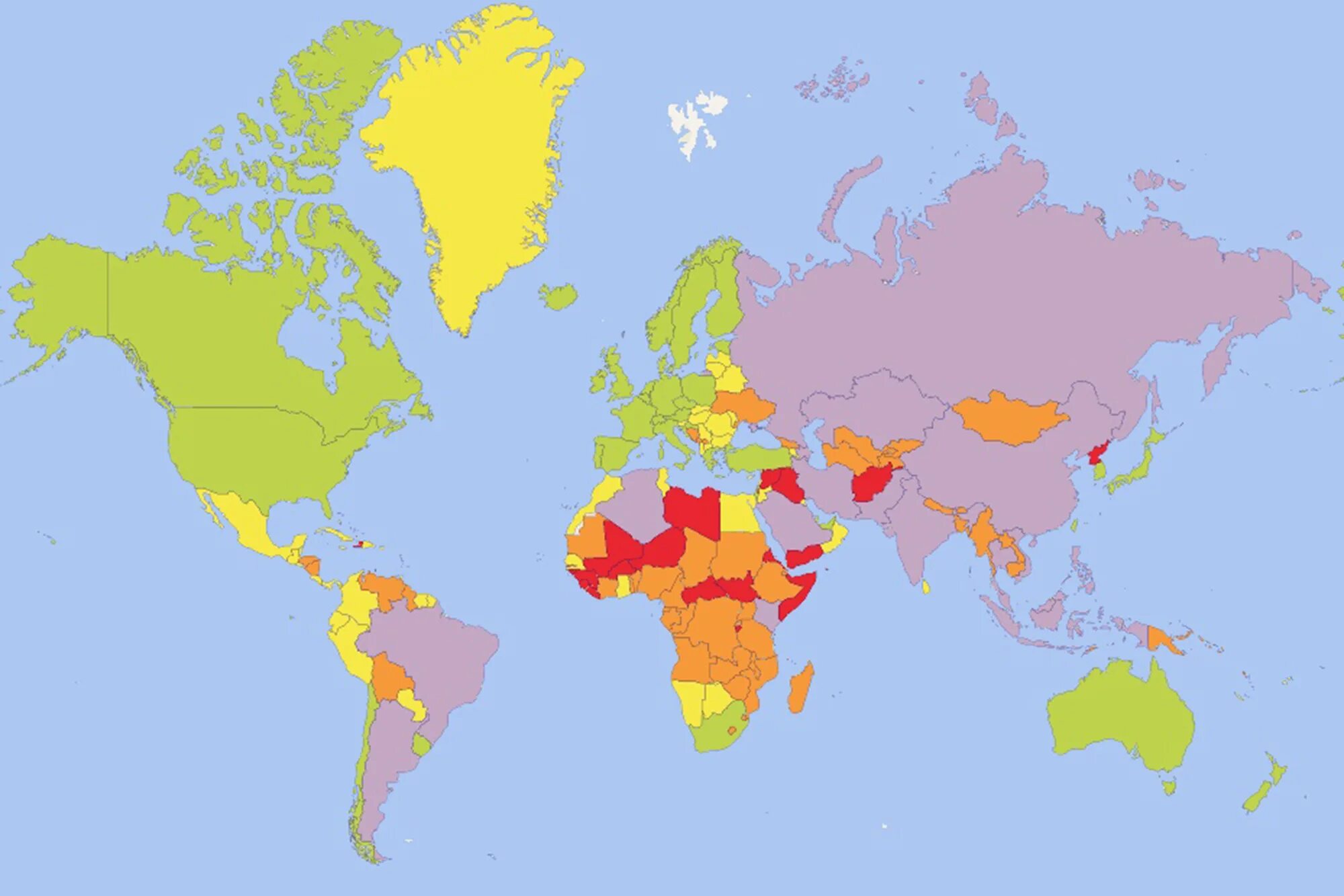 Карта стран. Самые безопасные места на планете.