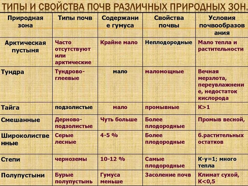 Главная особенность природной зоны. Типы почв России условия формирования. Типы почв таблица 7 класс. Характеристика почв России таблица. Таблица по географии 8 класс типы почв и их свойства таблица.