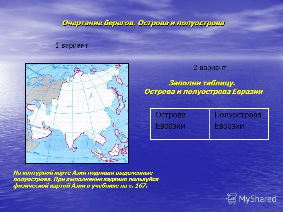 Озера евразии на контурной карте