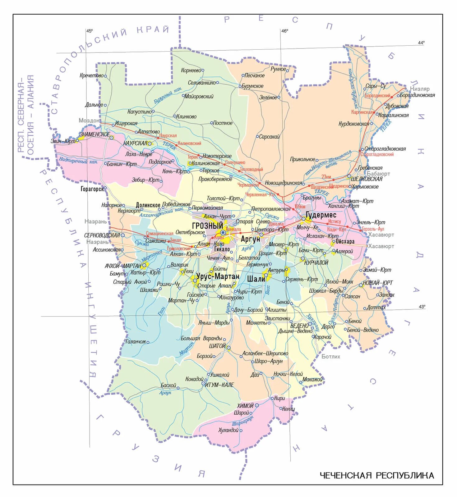 Ичкерия это что за страна где находится. Карта Республики Чеченская Республика. Города Чеченской Республики на карте. Карта Чеченской Республики с районами. Чеченская Республика карта Чеченской Республики.