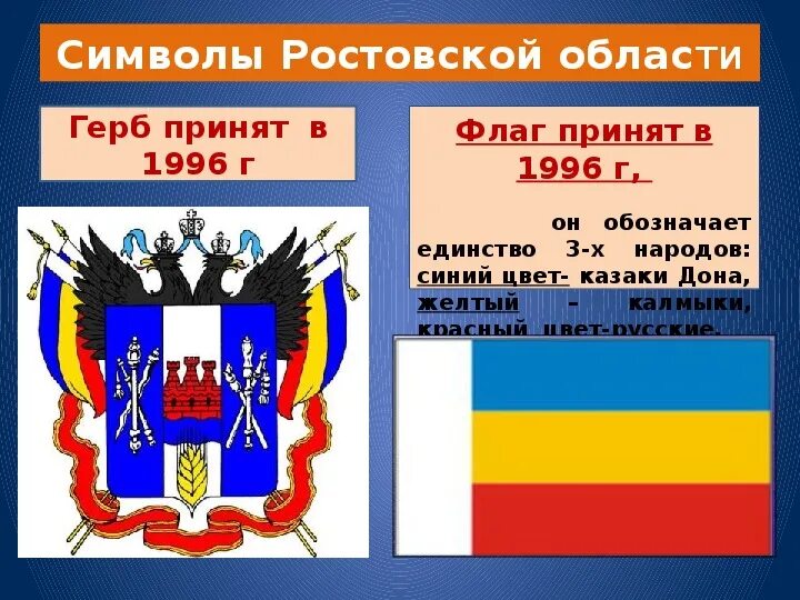 Цвета флага ростова на дону. Герб и флаг Ростовской области. Символы Ростовской области. Ростовский герб.