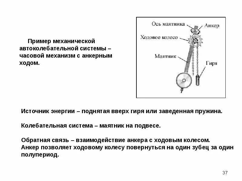 Примером автоколебательной системы является. Автоколебания система маятника. Колебания часового механизма с анкерным ходом какое колебание. Колебаний маятника (механические часы. Механические автоколебания.