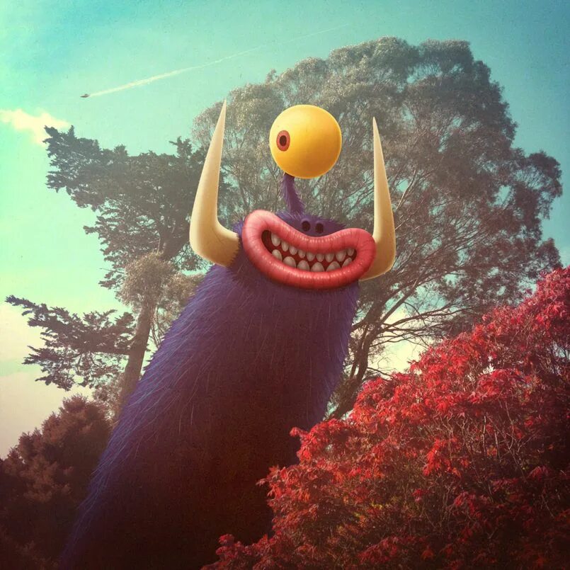 Фэнтези существа. Мистические животные. Сюрреалистичный персонаж мультика. Bobby chiu. Крылатое чудовище.