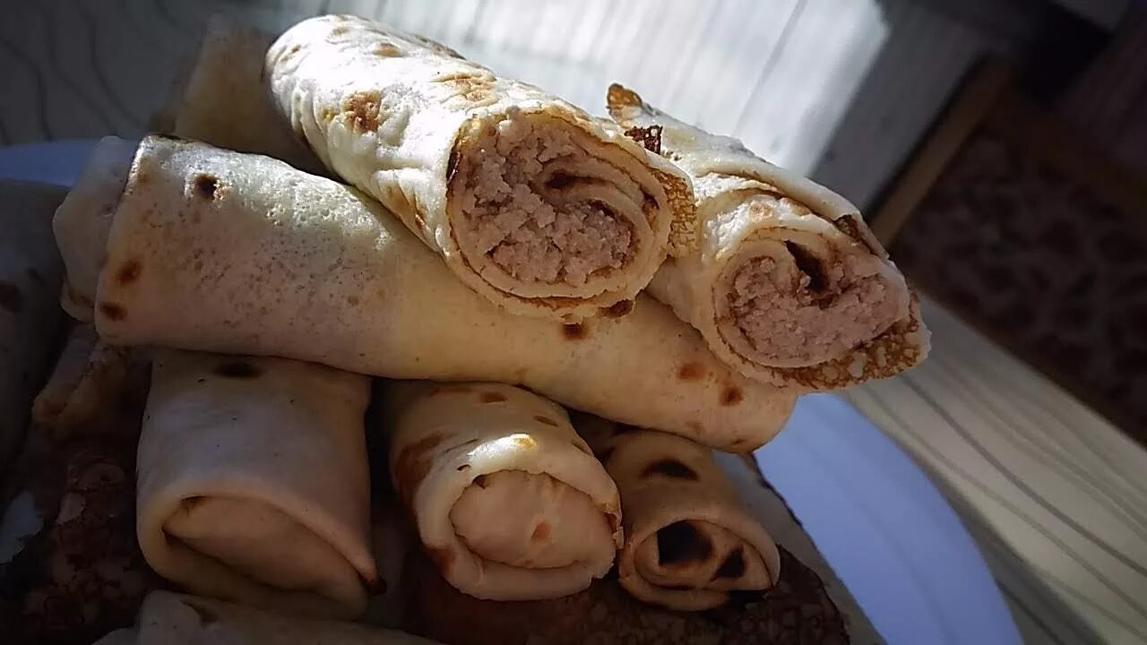 Блинчики с мясом на кефире
