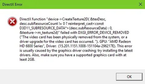 Directx crash