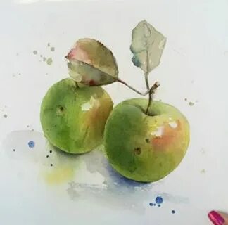 Фрукты нарисованные акварелью