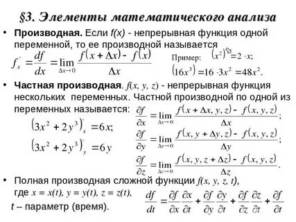 Анализ производной