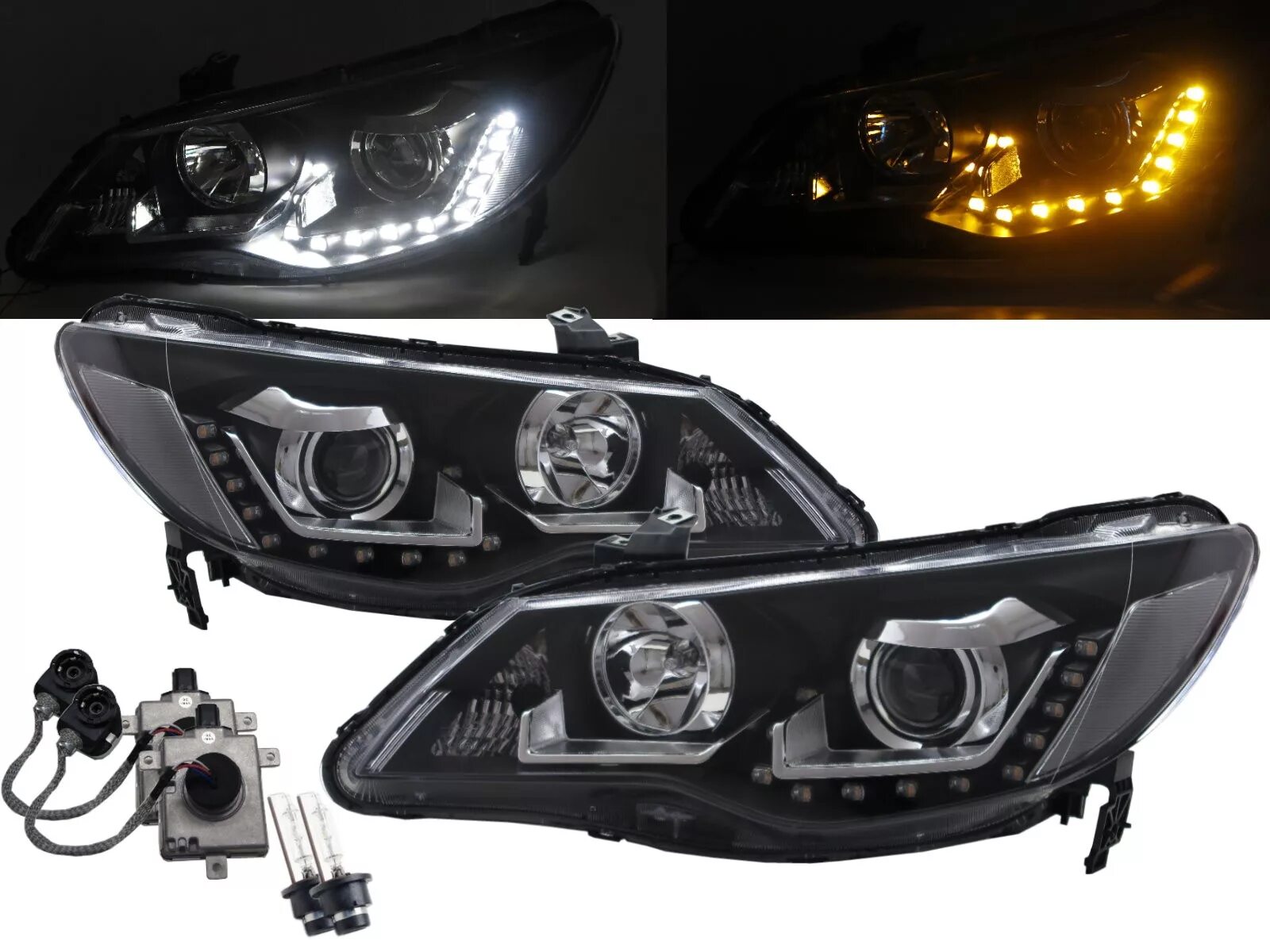 Противотуманные фары хонда цивик. Led фары Honda Civic 4d. Фары Хонда Цивик 4д 2008. Передняя оптика Хонда Цивик 4д. ПТФ Хонда Цивик 4д 2008.