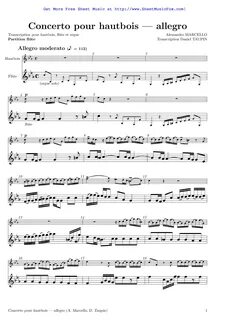 Free sheet music for Oboe Concerto in D minor (Marcello, Alessandro) by.