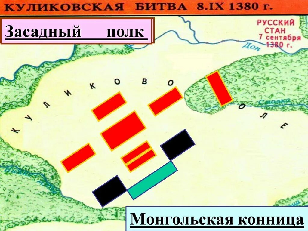 Засадный полк в Куликовской битве. Схема Куликовской битвы 8 сентября 1380 года. Схема битвы на Куликовом поле 1380. Куликовская битва схема сражения. Схема куликовская битва история 6 класс