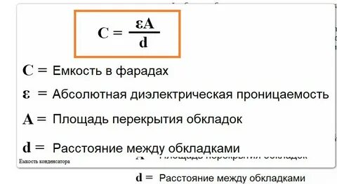 Диэлектрическая проницаемость конденсатора