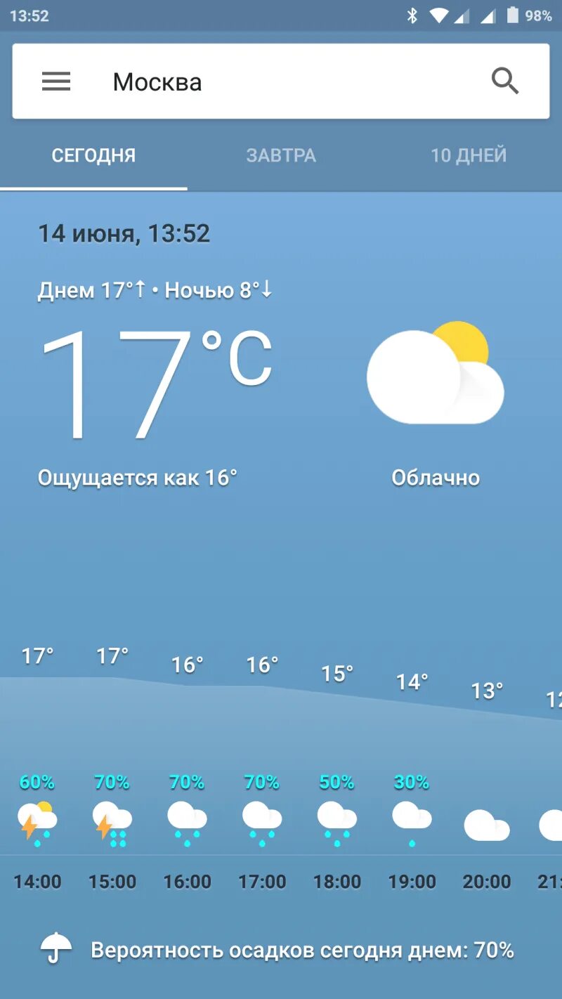 Русское приложение погода