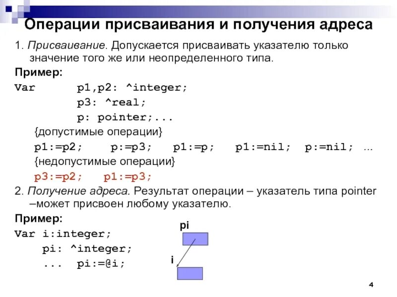 Курсор паскаль. Операция присваивания. Операции над указателями. Операция ввода и вывода присваивание. Указатели Паскаль.
