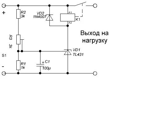 Отключение по току. Реле контроля разряда АКБ 12 вольт. Схема реле напряжения 12в на отключение. Реле защита от разряда АКБ схема. Реле напряжения 12 вольт на tl431.
