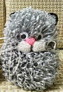 Котик мочалка игрушка крючком