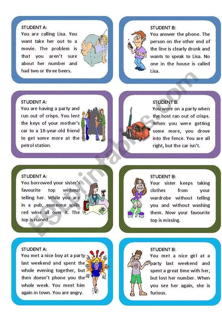 Dialogue situations. Speaking Cards английскому языку. Speaking tasks for pre Intermediate students. Speaking games for pre-Intermediate students. Speaking Worksheets pre-Intermediate.