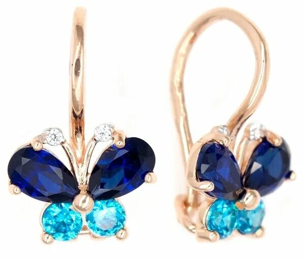 золотые серьги с сапфиром а (с0324-122). детские серьги с сапфирами. детские золотые серьги сердечки. детские серьги с сапфирами. серьги с сапфирами из золота 585.