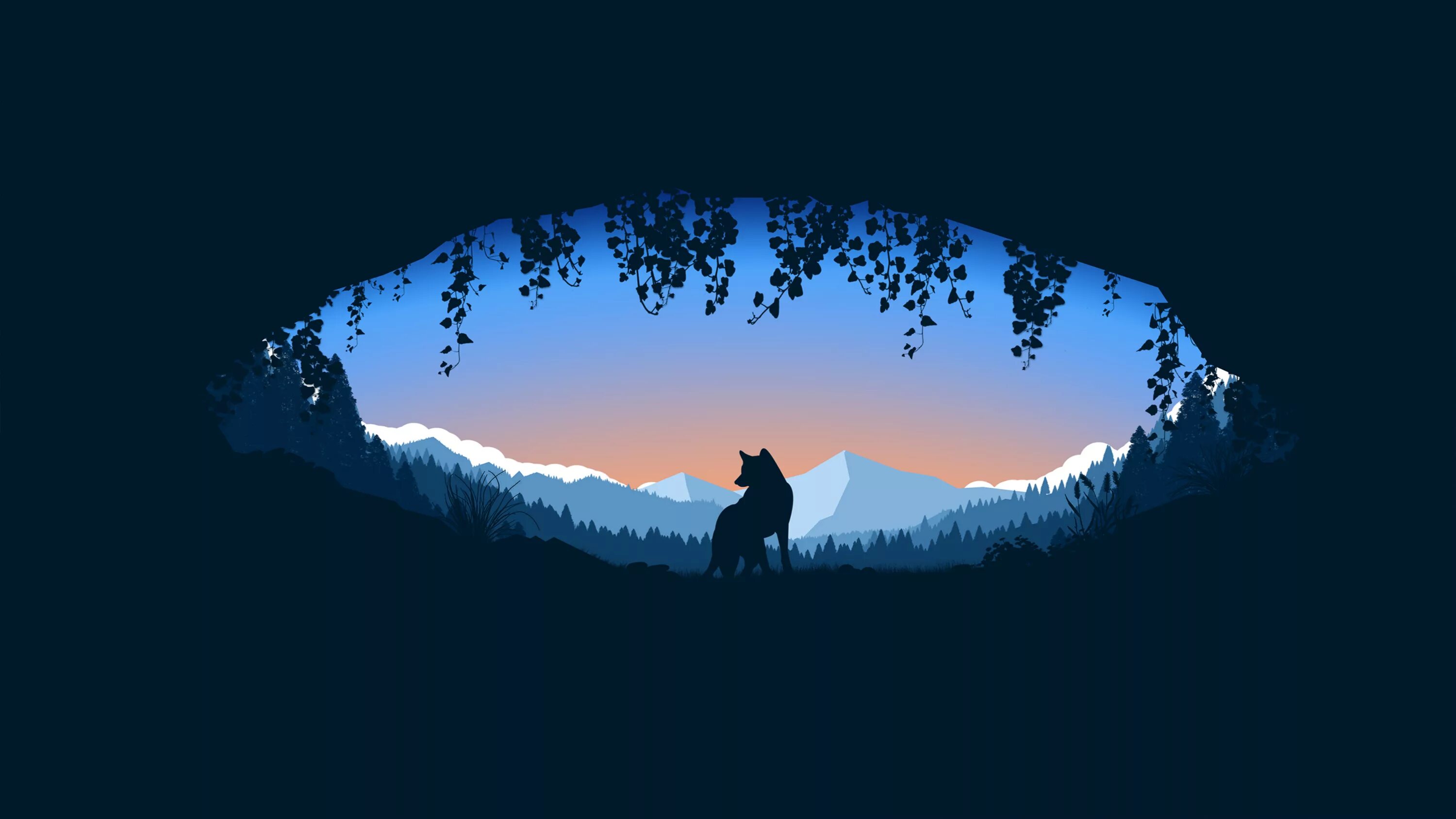 Wolf gaming wallpapers. HD Desktop Wallpaper Minimalism Wolf Cave Artistic Free Picture.