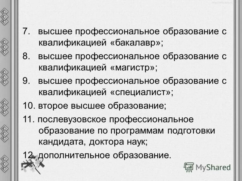 Обязанность получить основное общее. Высшее профессиональное образование это бакалавр или Магистр. 2 Высших образования. Обязанность получить основное общее образование. Послевузовское профессиональное образование как ответить в анкете.