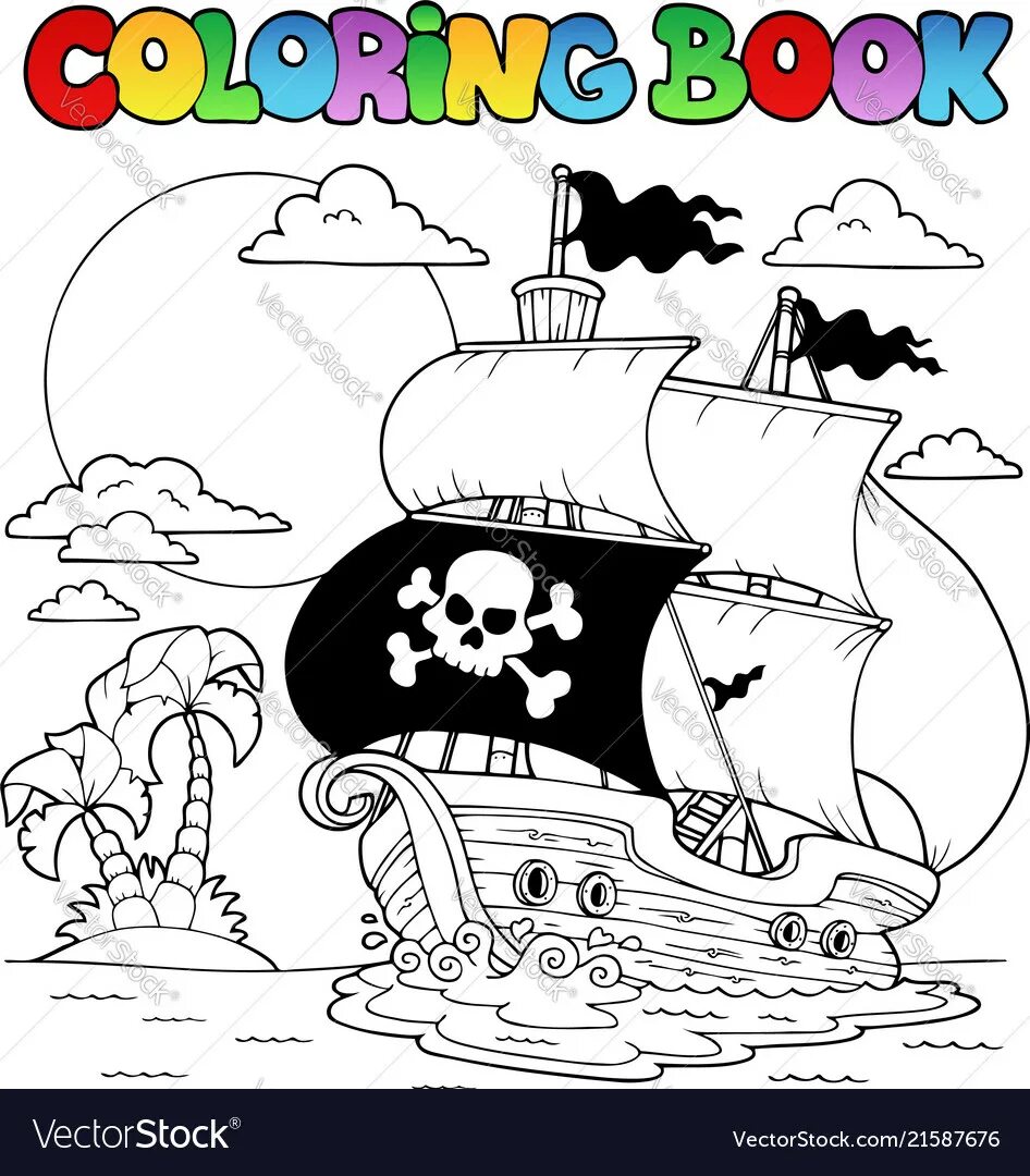 Пиратский корабль раскраска для детей распечатать Pirates 3 Super bateau pirate avec tête de mort à colorier. A partir de la gal