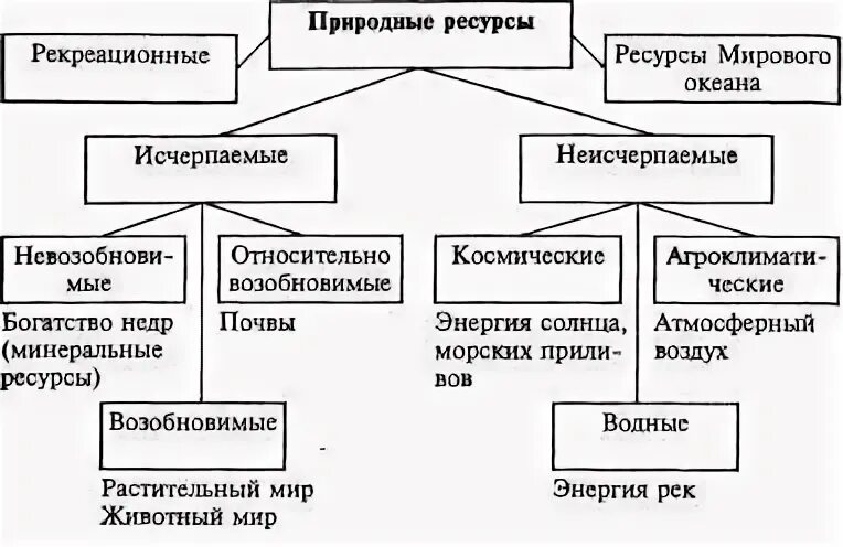 Природные ресурсы таблица 10 класс