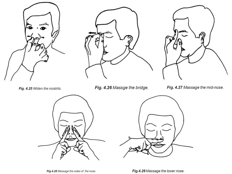 Дыхание при заложенности носа. Самомассаж крыльев носа. Массаж носа. Массажные точки для снятия заложенности носа. Схема массажа носа при насморке.