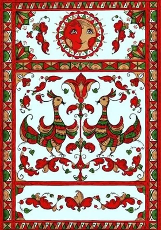 Раскраска "борецкая роспись". Борецкая роспись сирин. Сирин лубок. Пермогорская роспись птица сирин. Росписи северной двины пермогорская.