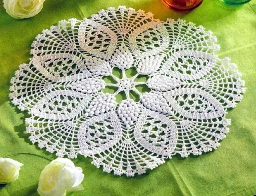 МК салфетка Doily. Салфетка Шерри крючком. Объемная вязаная салфетка. Круглая салфетка крючком.