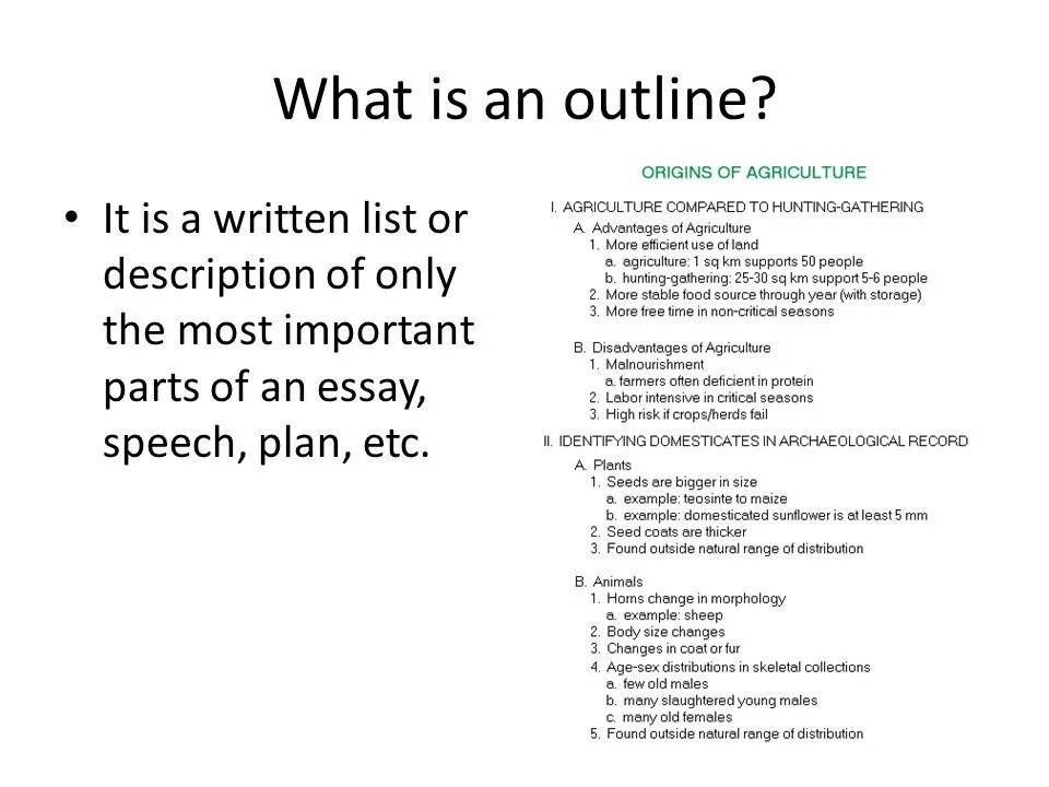 Make an outline. Outline writing. Outline essay. Outline list. Outline example.