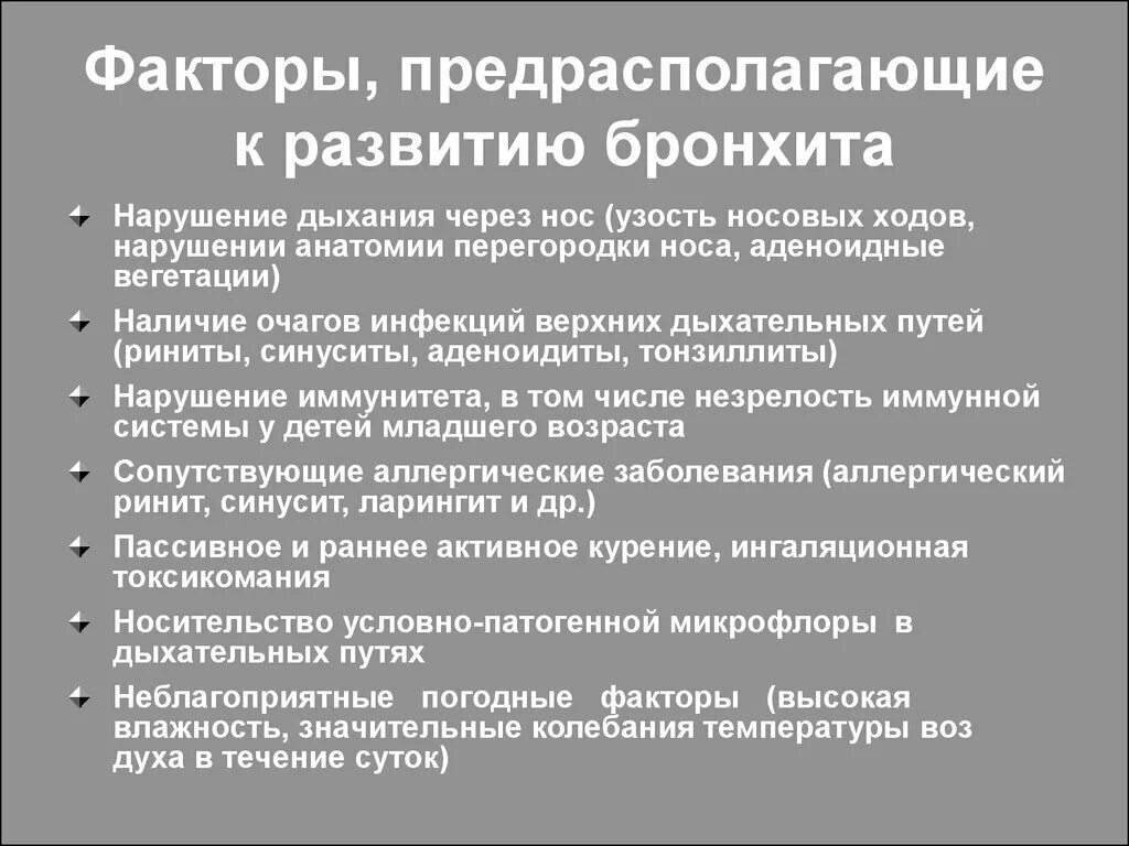 Причины развития бронхита