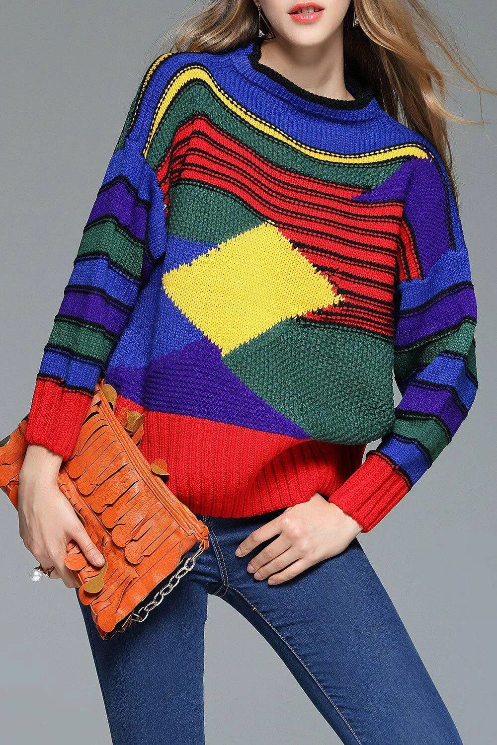 Пуловер колор блокинг. Яркие джемпера. Яркие джемпера. Свитер многоцветный. Разноцветный свитер.
