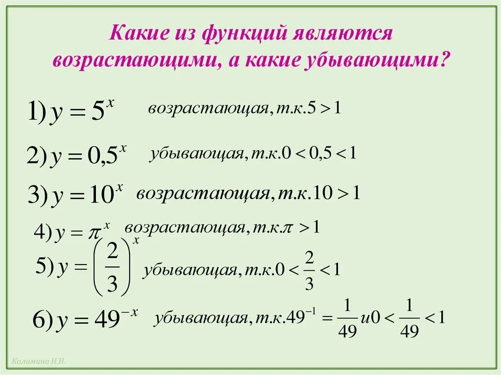 Какие функции являются убывающими. Какая функция является убывающей. Какие функции являются возрастающими. Какая из функций является возрастающей.