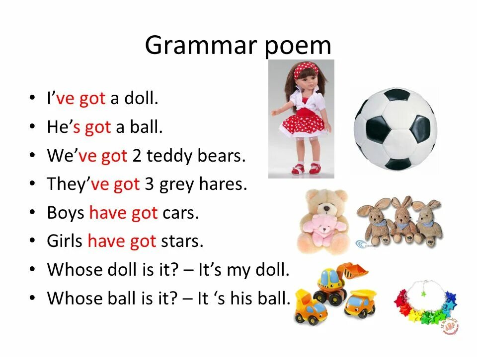 This is my doll. Английский для дошкольников have got. Have got has got стишок. Have got стих. I have got стих.