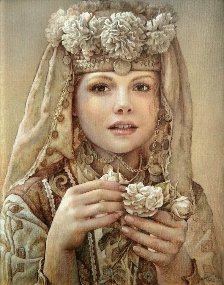 Лица барышень. Картины болгарской художницы Марии Илиевой.