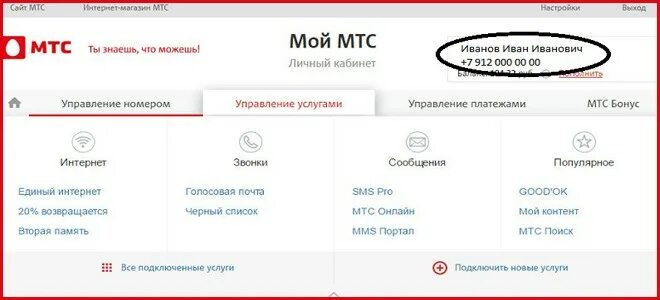 Владелец номера телефона мтс